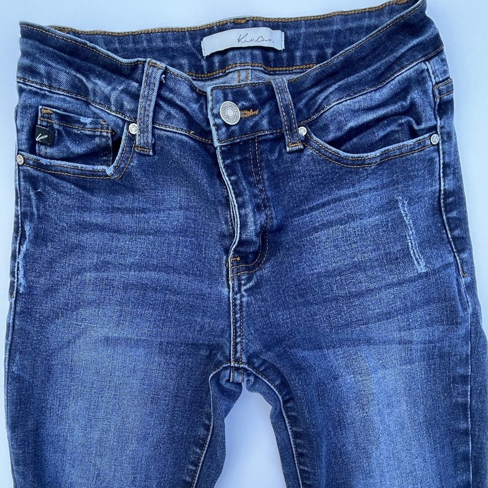 Midrise KanCan Denim Skinny Capri with Raw Hem